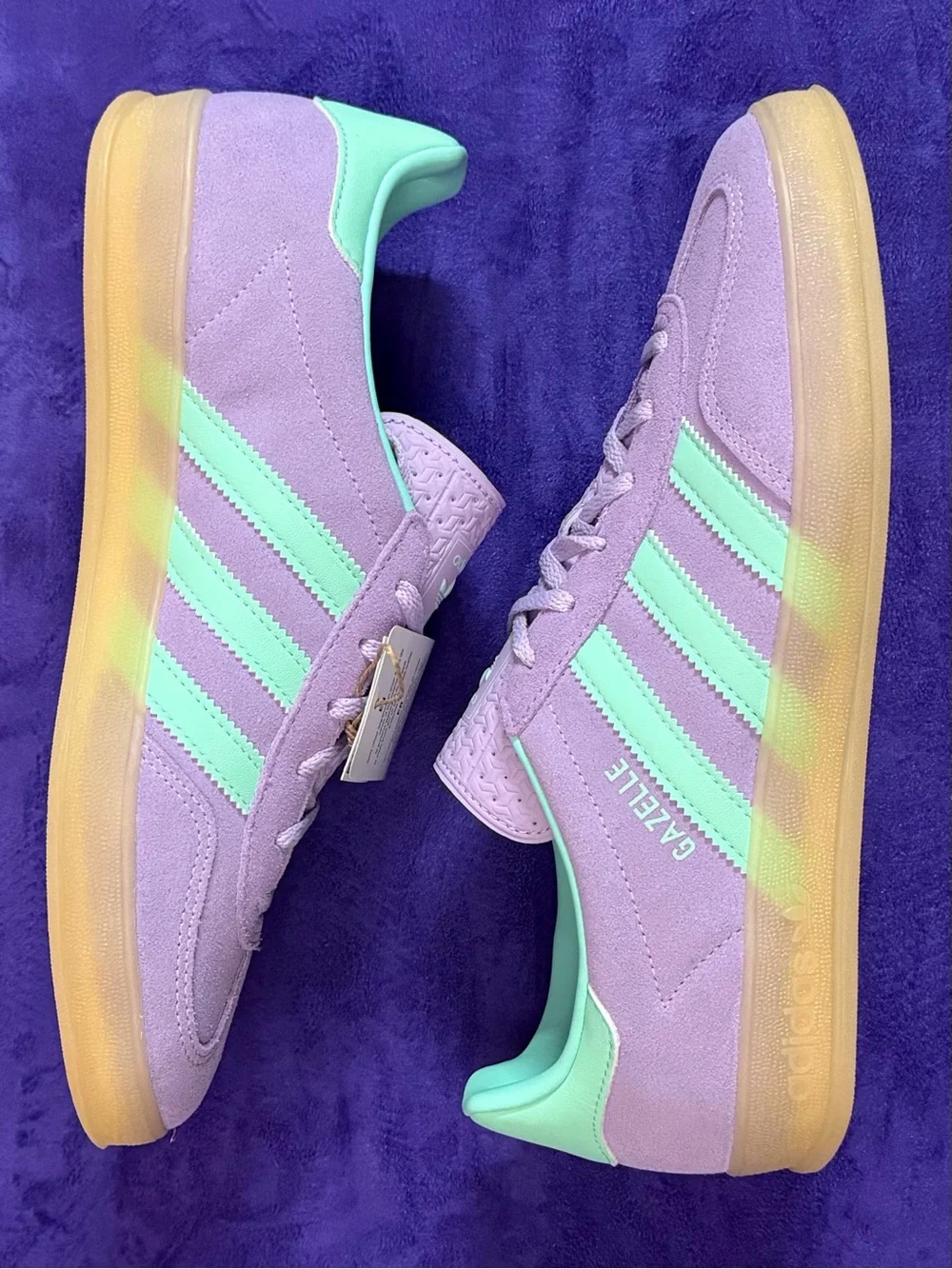 adidas Gazelle Indoor Womens Sz.8 Purple Mint Green Gum Suede Shoes IH6801 New